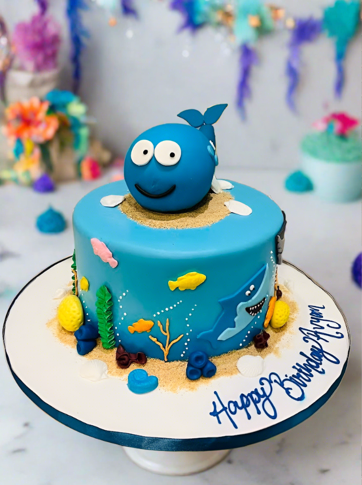 Blue Whale Shark Fondant Cake