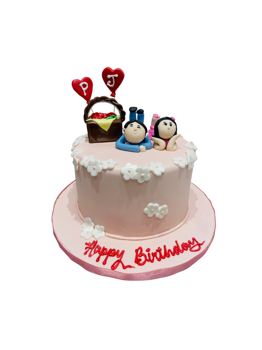 P & J Couple Fondant Cake