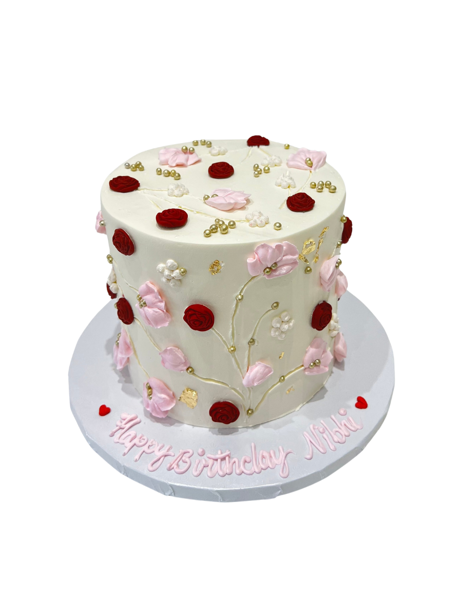 Ivory Floral Birthday Cake
