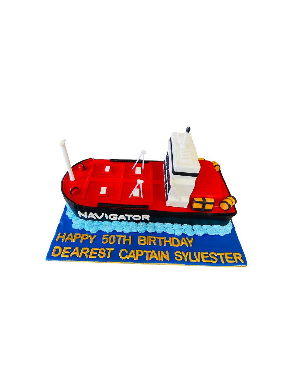 Navy Ship Molded Fondant Cake
