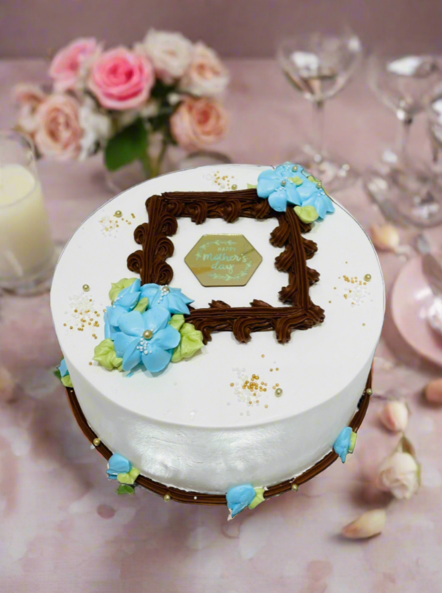 Blue Frame Mother's Day Cake