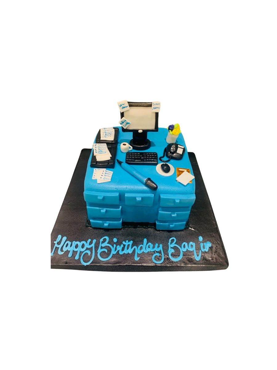 Computer Desk Fondant Cake