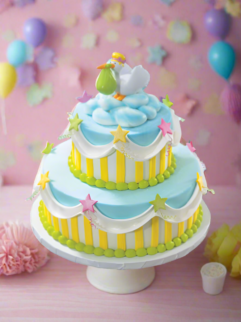 Delivery Stork Baby Shower Tiered Cake