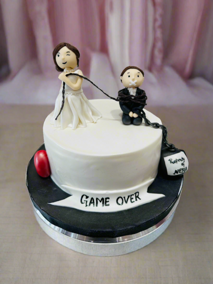 Bridal Shower Game Over Fondant Cake