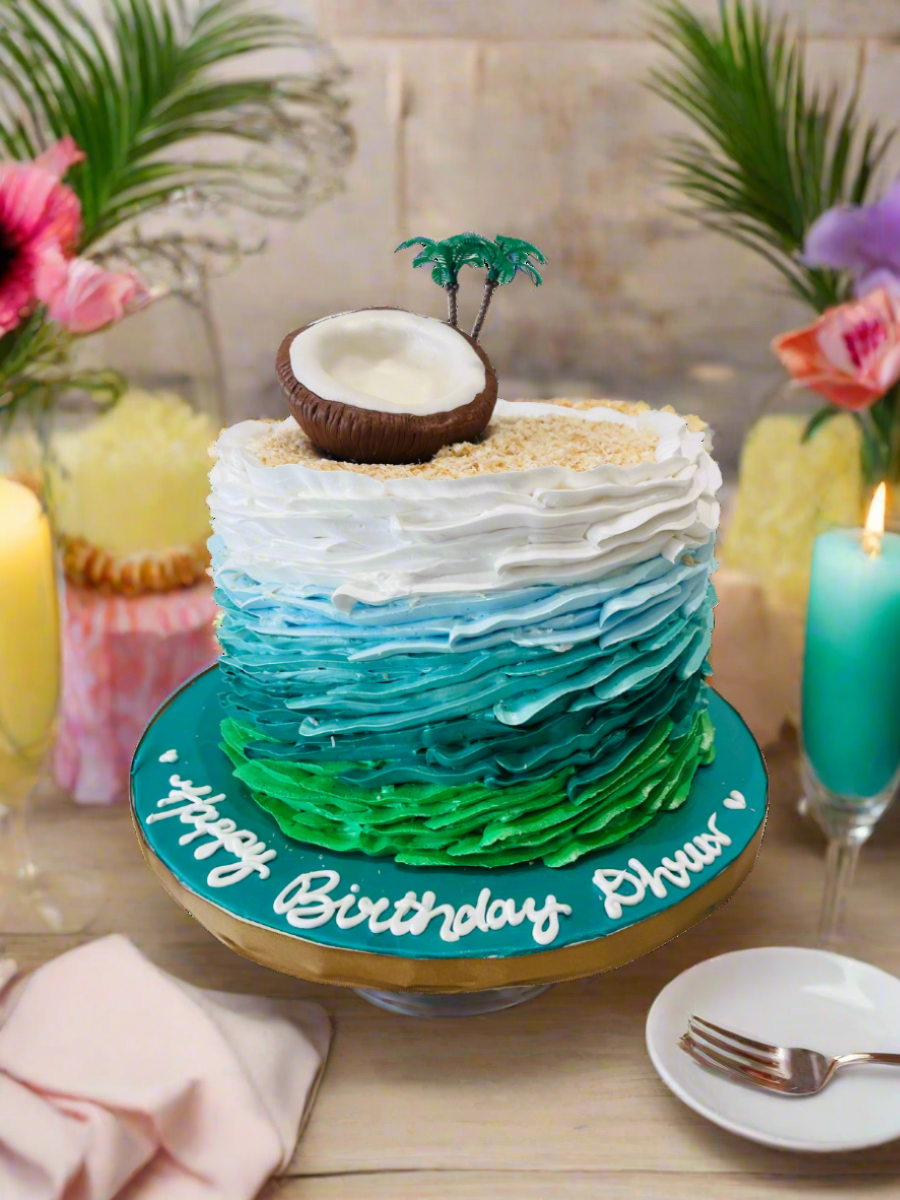 Havana Tropical Theme Cream Cake