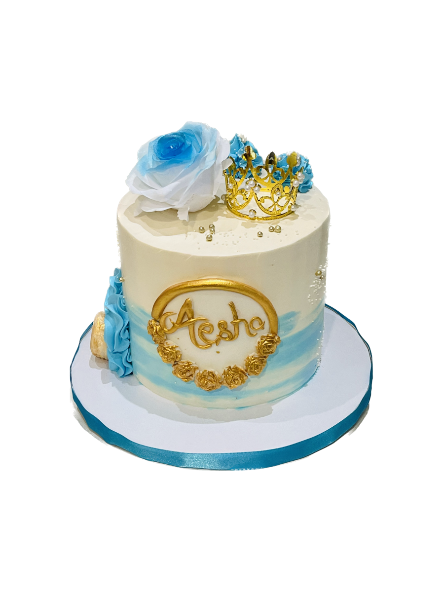 Aesha Ivory & Blue Birthday Cake