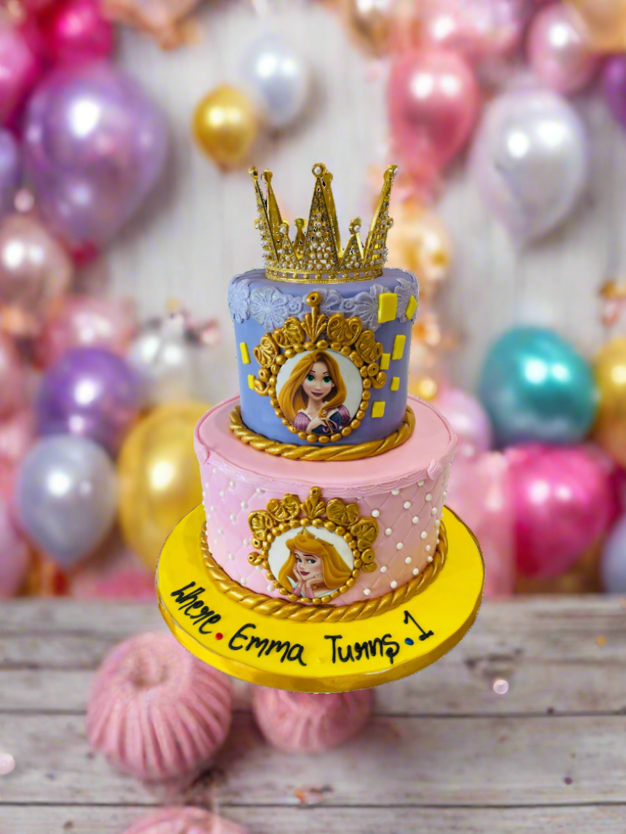 Emma Princess Crown Fondant Tiered Cake