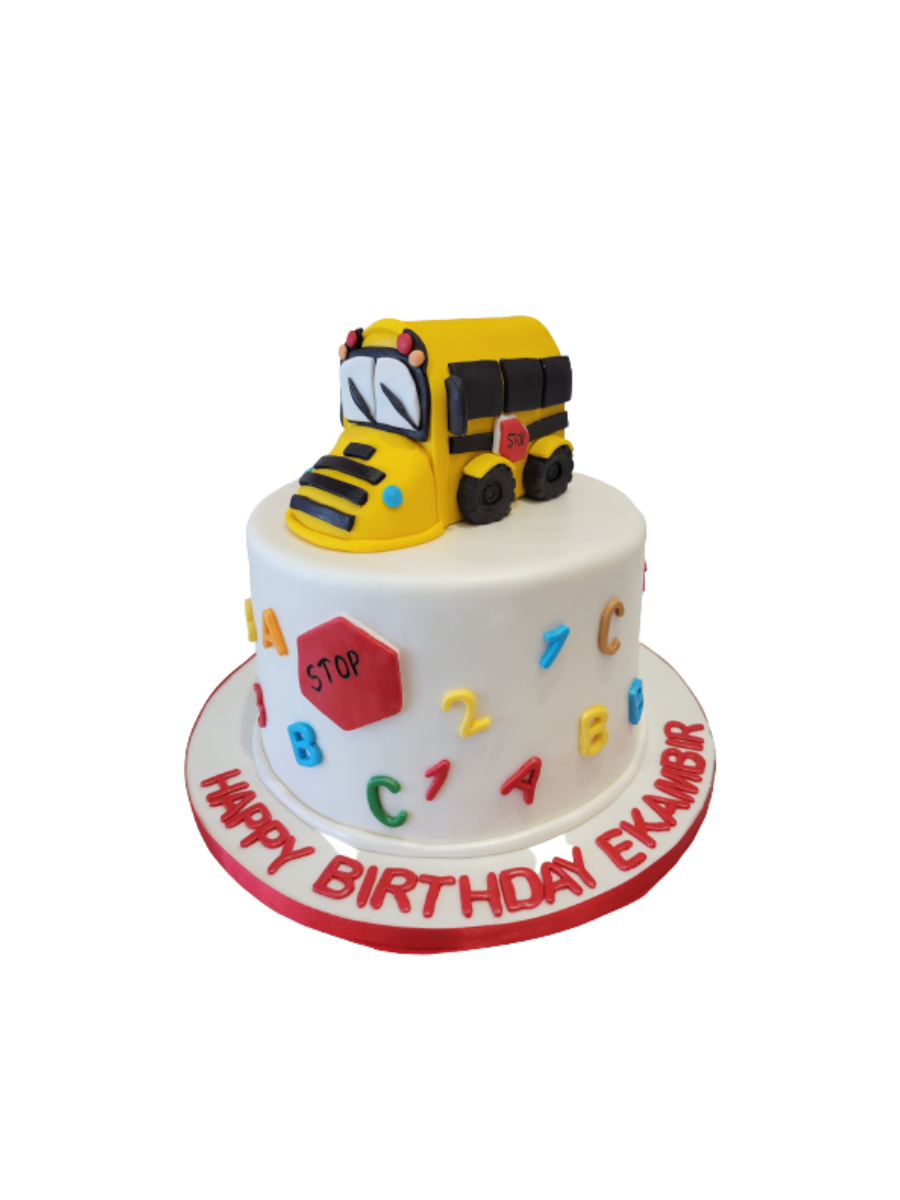 Ekambir School Bus Fondant Cake