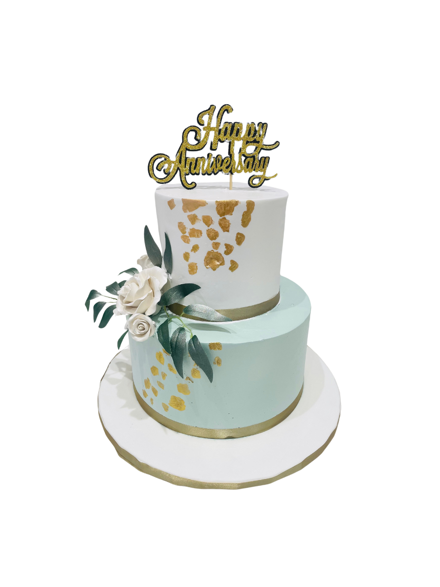 Sage Green Anniversary Tiered Cake
