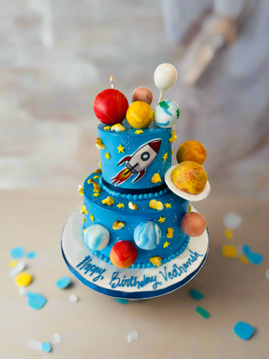 Galaxy Planets Tiered Cream Cake