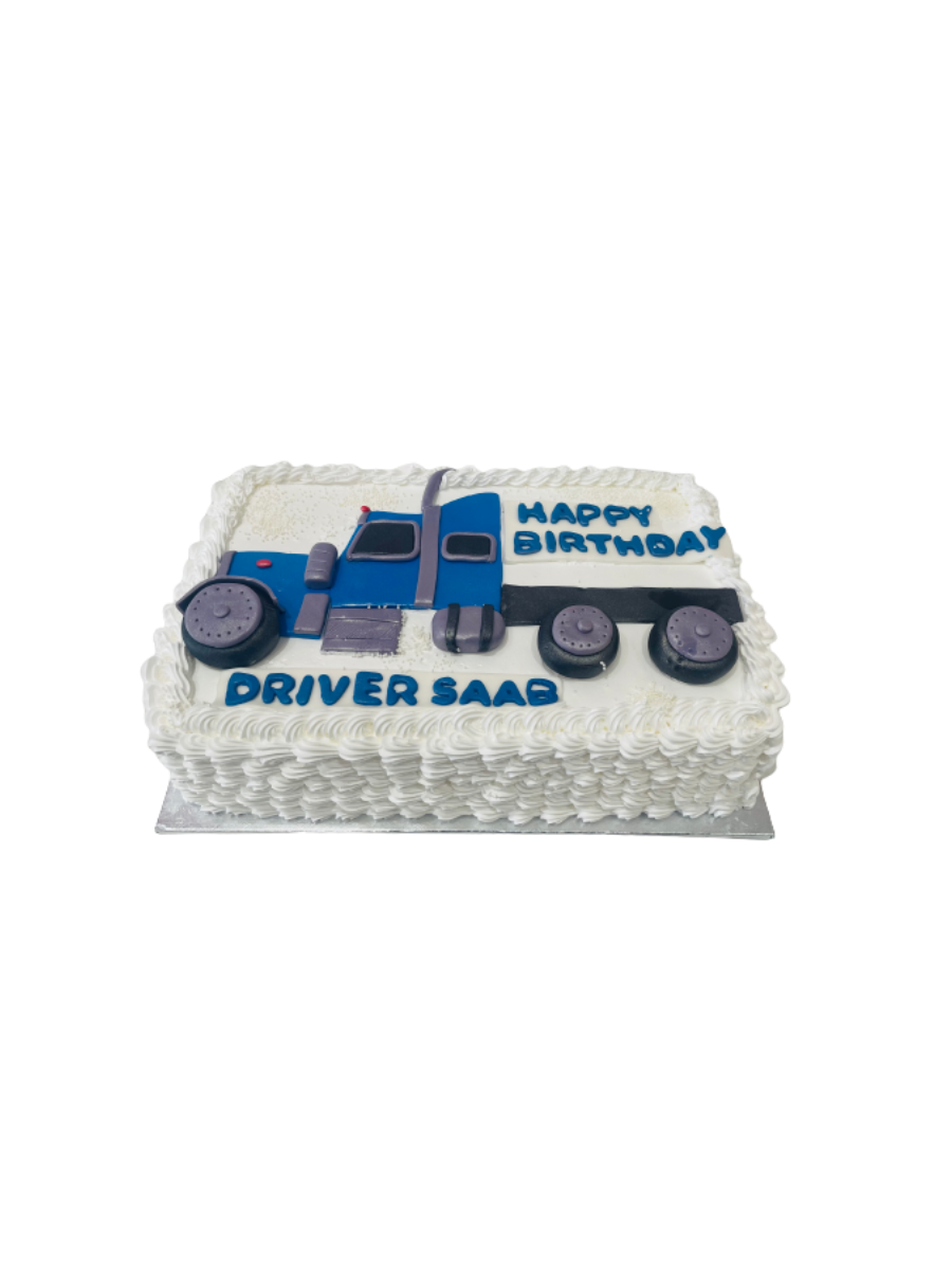 White & Blue Truck Cream Cake