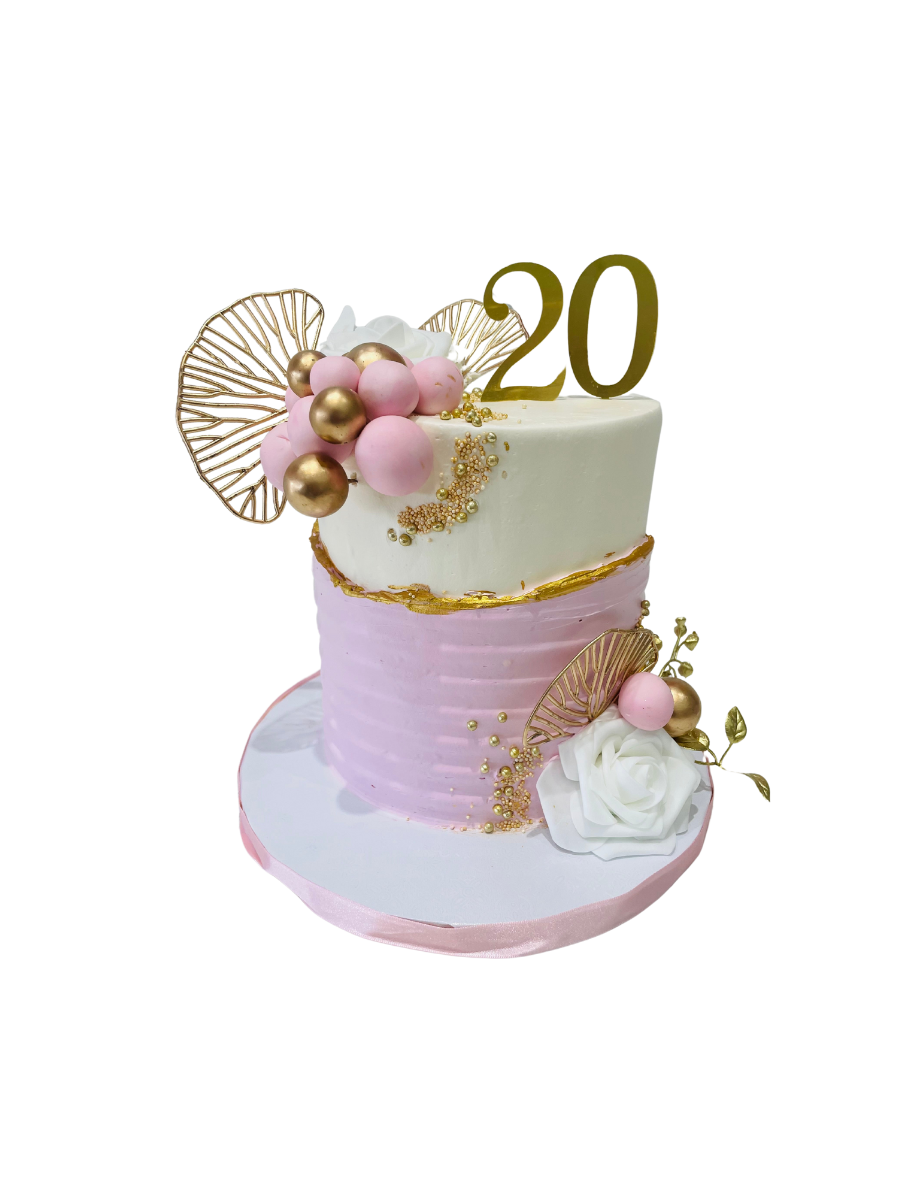 Pink Leaf Cream Cake