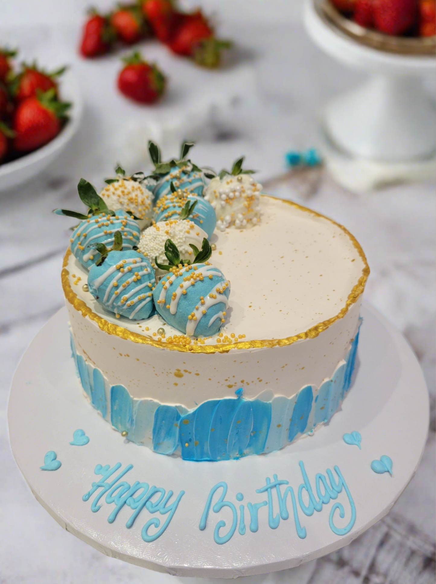 Blue Strawberry Cake