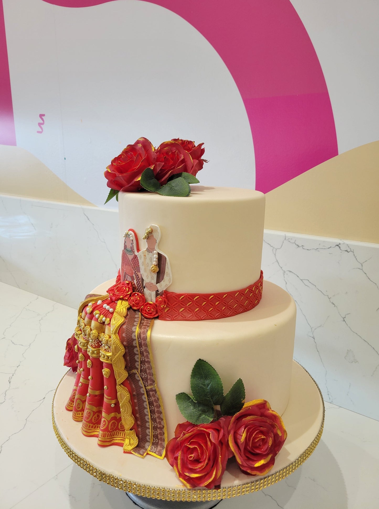 Indian Couple Fondant Wedding Cake