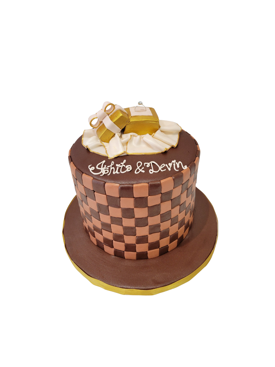 Ishita & Devin Engagement Fondant Cake