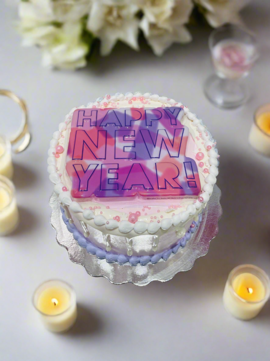 Pastel Pink Purple New Year Cake