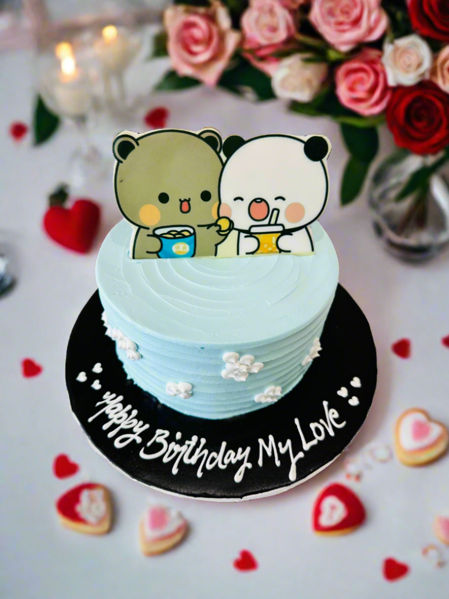 Teddy Couple Cream Cake