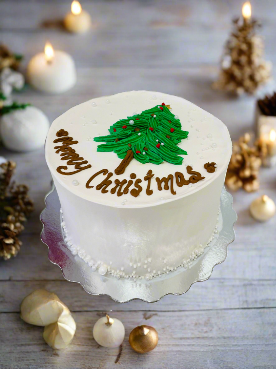 Christmas Tree Cream Cake