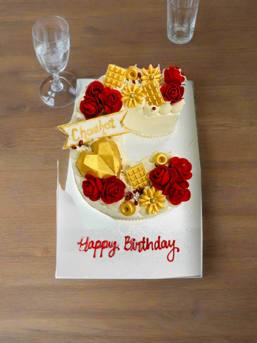 Red & Ivory Letter Molded Cake