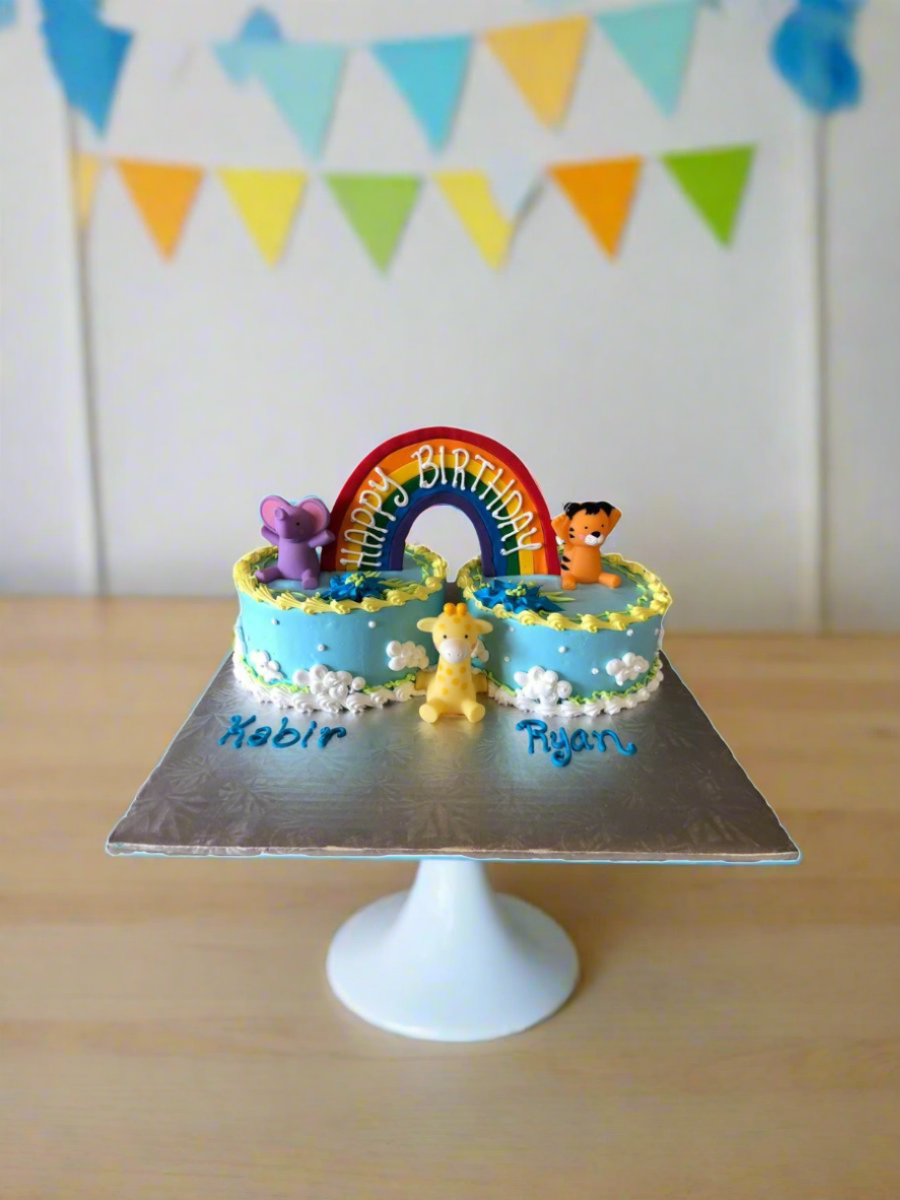 Baby Animals Twins Birthday Cake