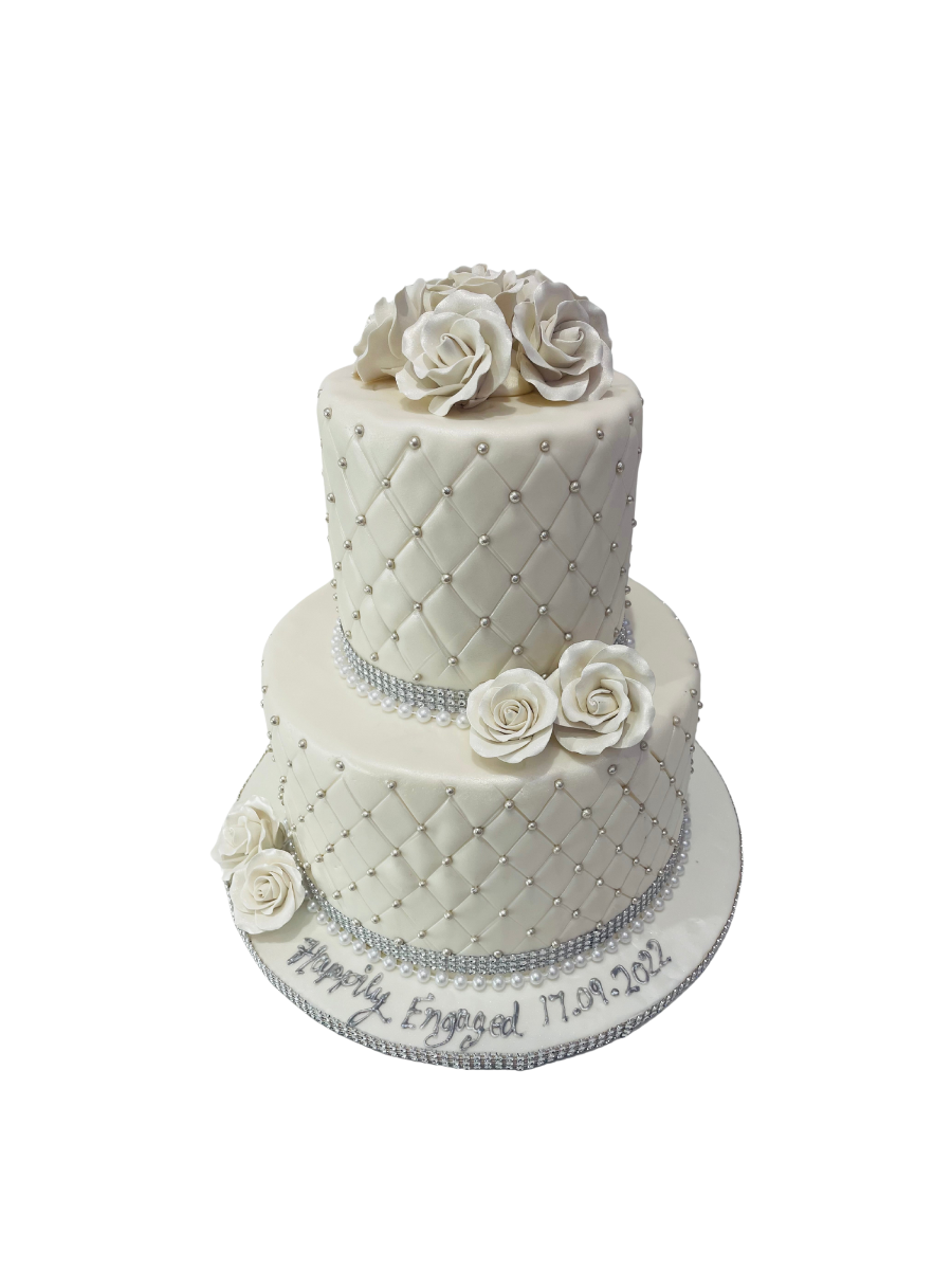 White And Silver Fondant Cake