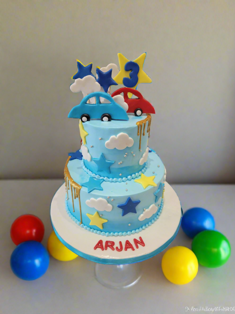 Arjan Car Cream Tiered Cake