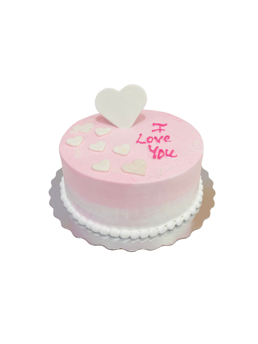 Pink Hearts Valentines Cake