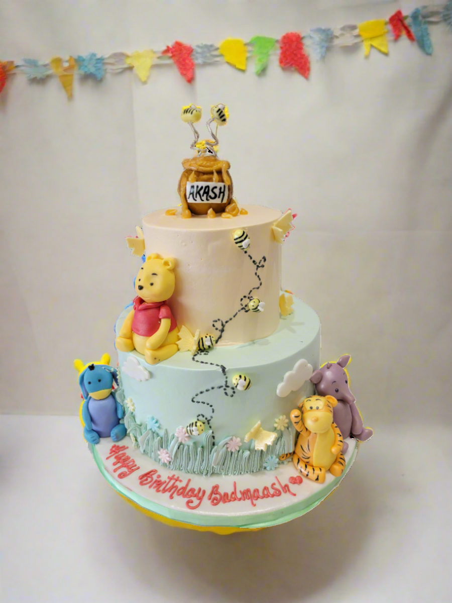 Akash Winnie The Pooh Cream Tiered Cake