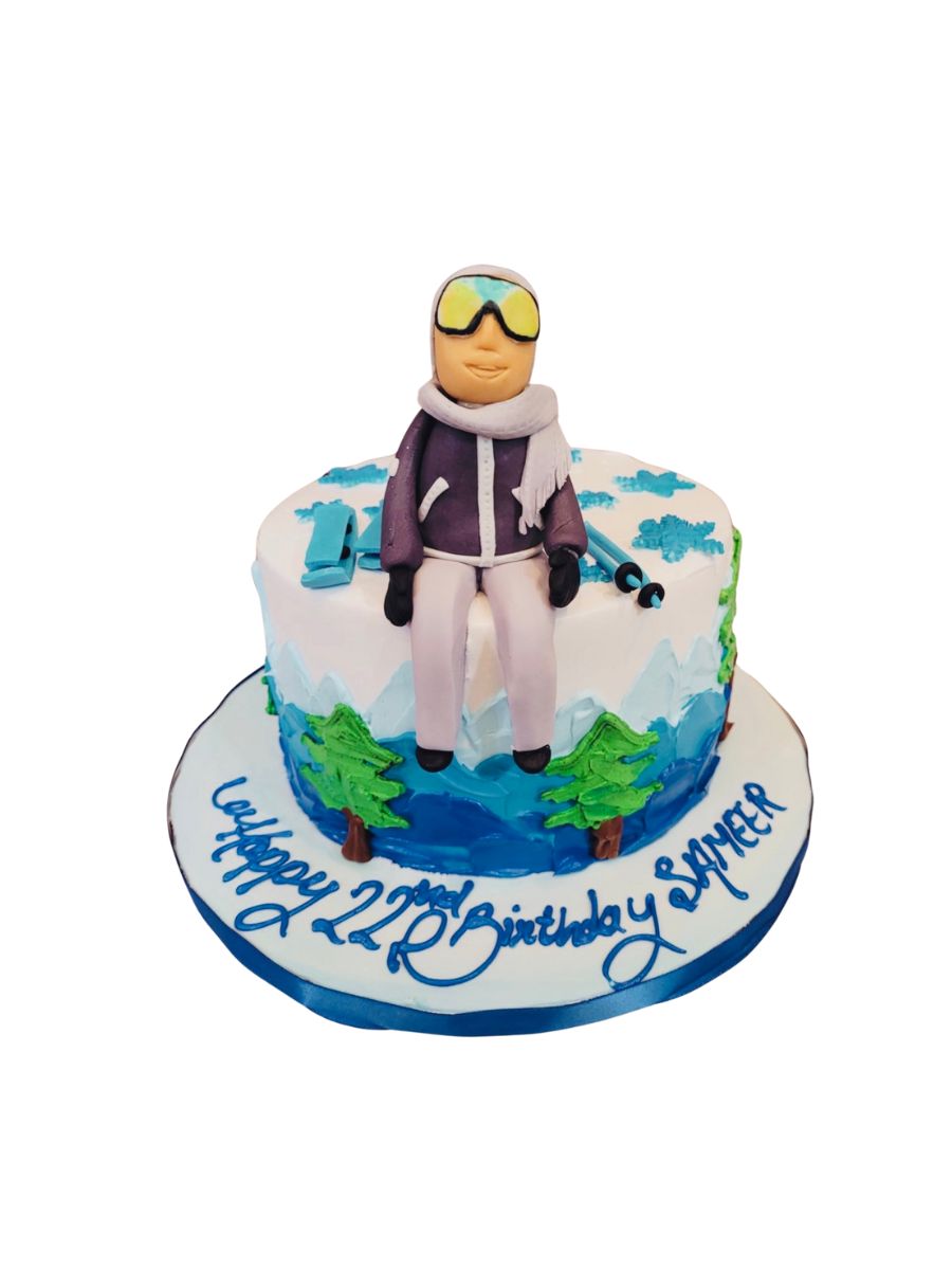 Sameer Snow Boarder Fondant Birthday Cake