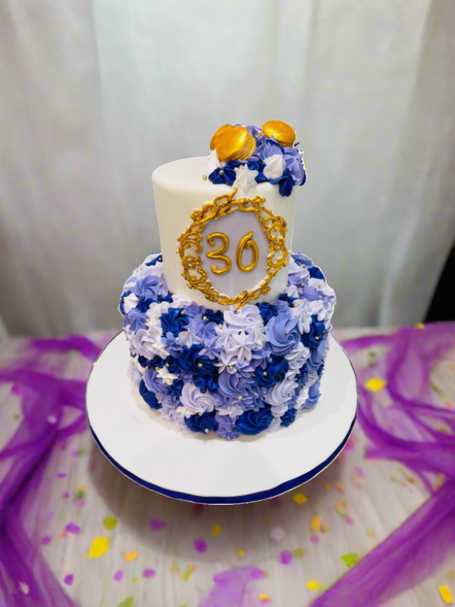Purple Gold Tiered Cake