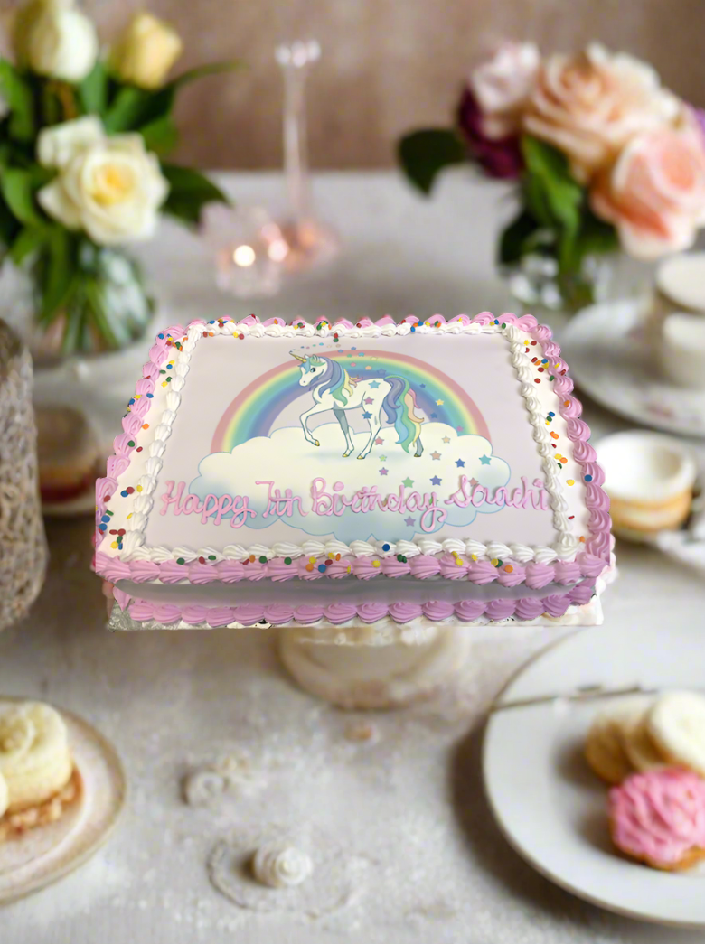 Rainbow Unicorn Photo Cake