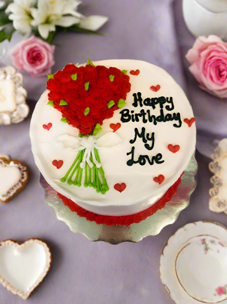 Heart Bouquet Cake