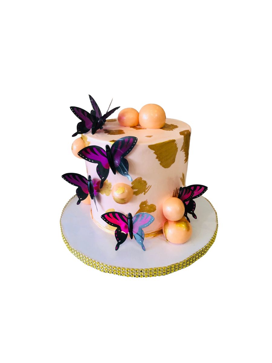 Peach Butterfly Cream Cake