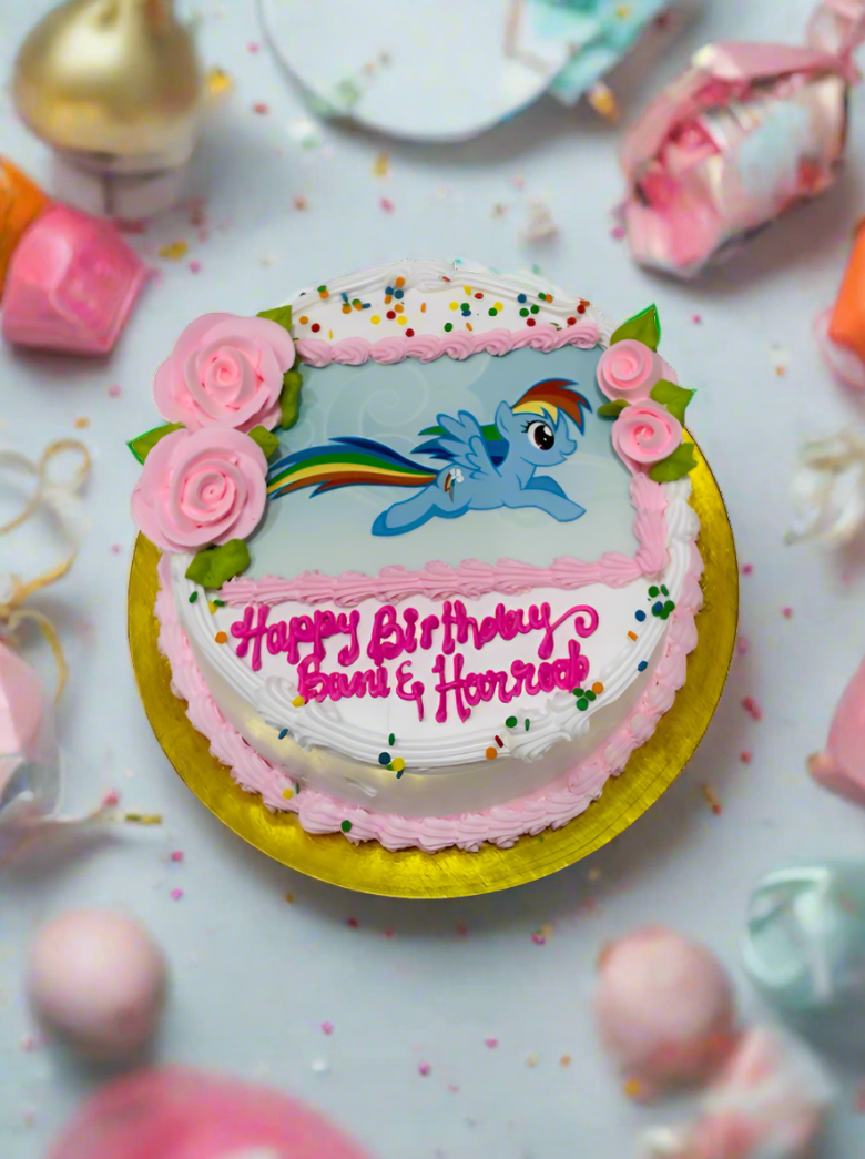 Rainbow Little Pony Photo Cake