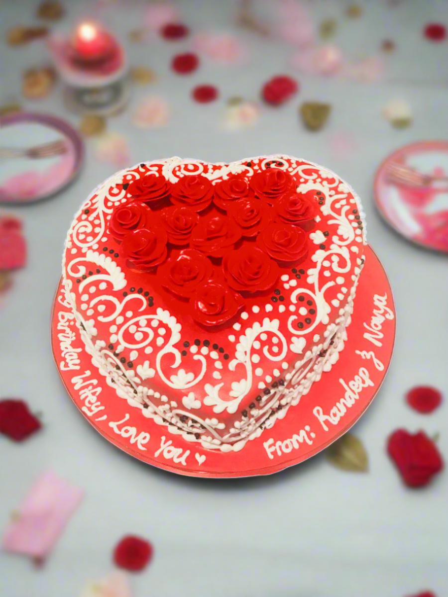Red Rose Fondant Cake