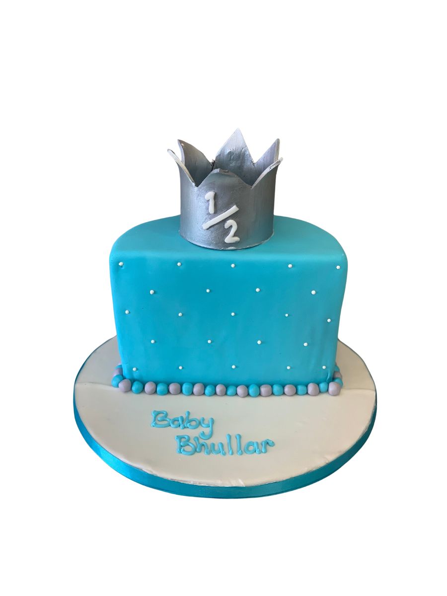 Crown Half Birthday Fondant Cake