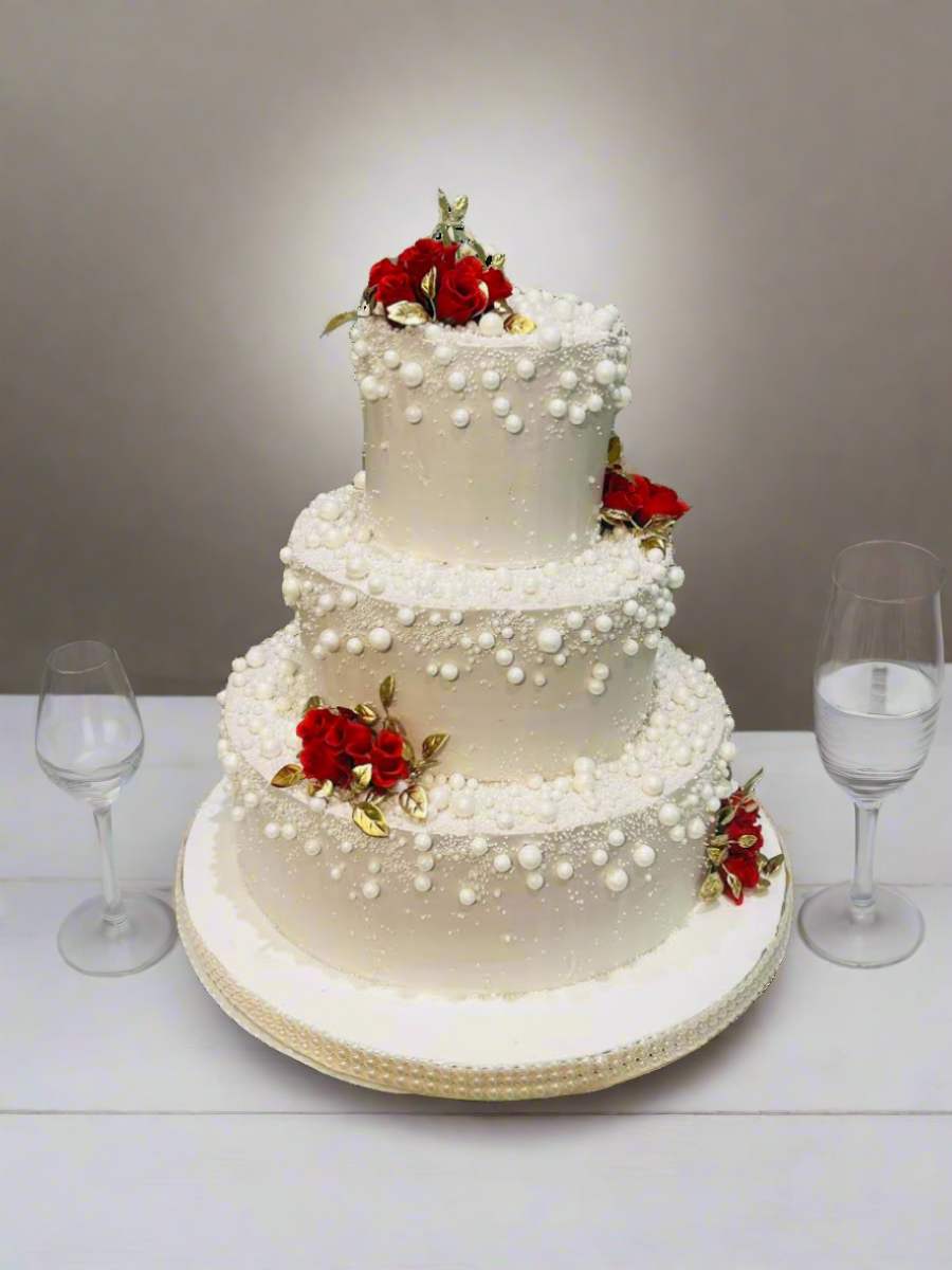 White Pearl Tiered Cake