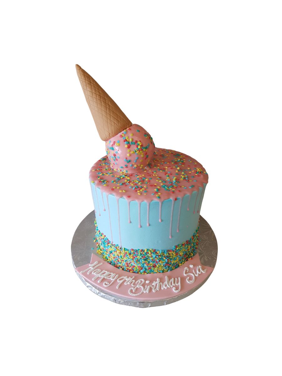 Ice-Cream Cone Drizzle Birthday Cake