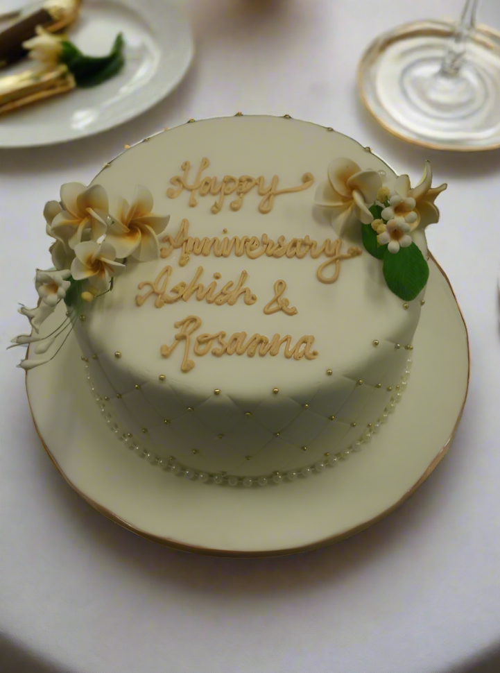 White & Gold Anniversary Cake