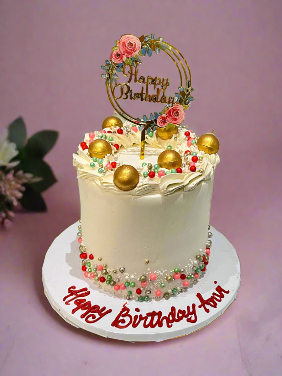 Anvi Ivory & Gold Birthday Cake