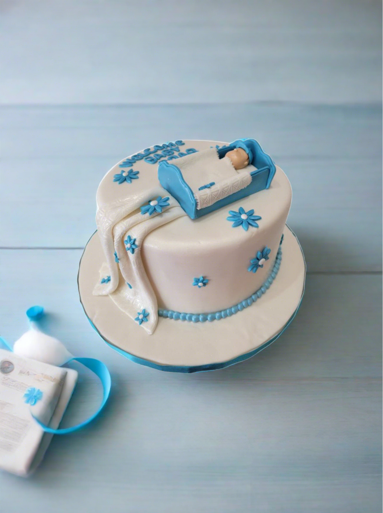 Baby Shower Crib Fondant Cakes