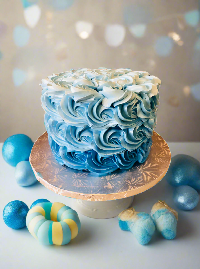 Blue Rosette Smash Cake
