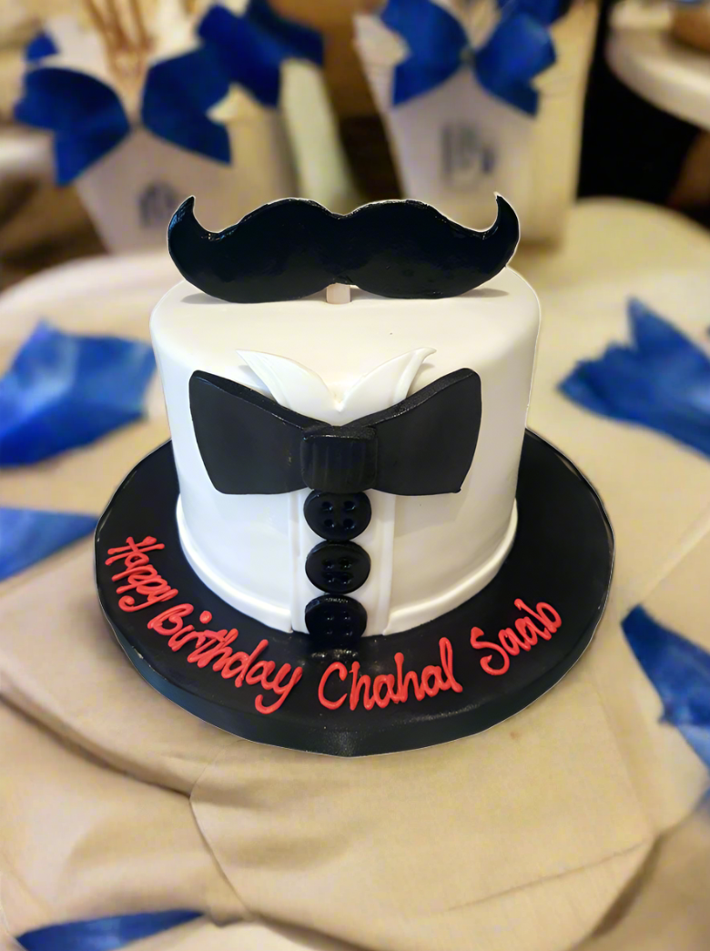 Chahal Moustache Fondant Cake