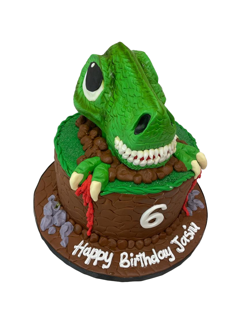 Grinning Dinosaur Fondant Cake