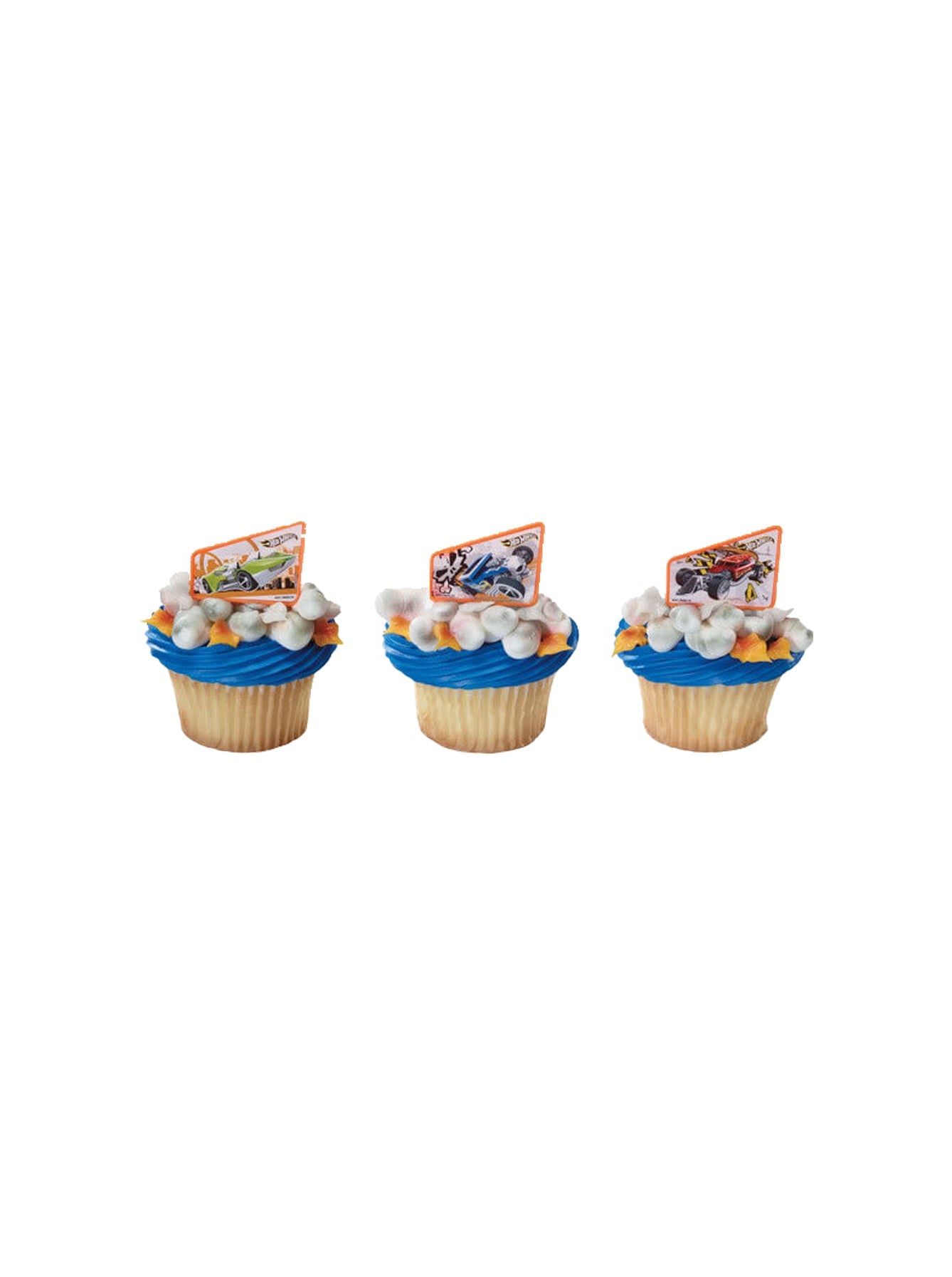 Hot Wheels Vrooom Ring Cupcakes - (Pack of 6)