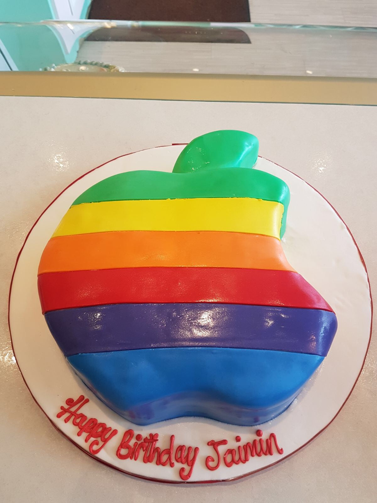 Rainbow Apple fondant cake - Rashmi's Bakery