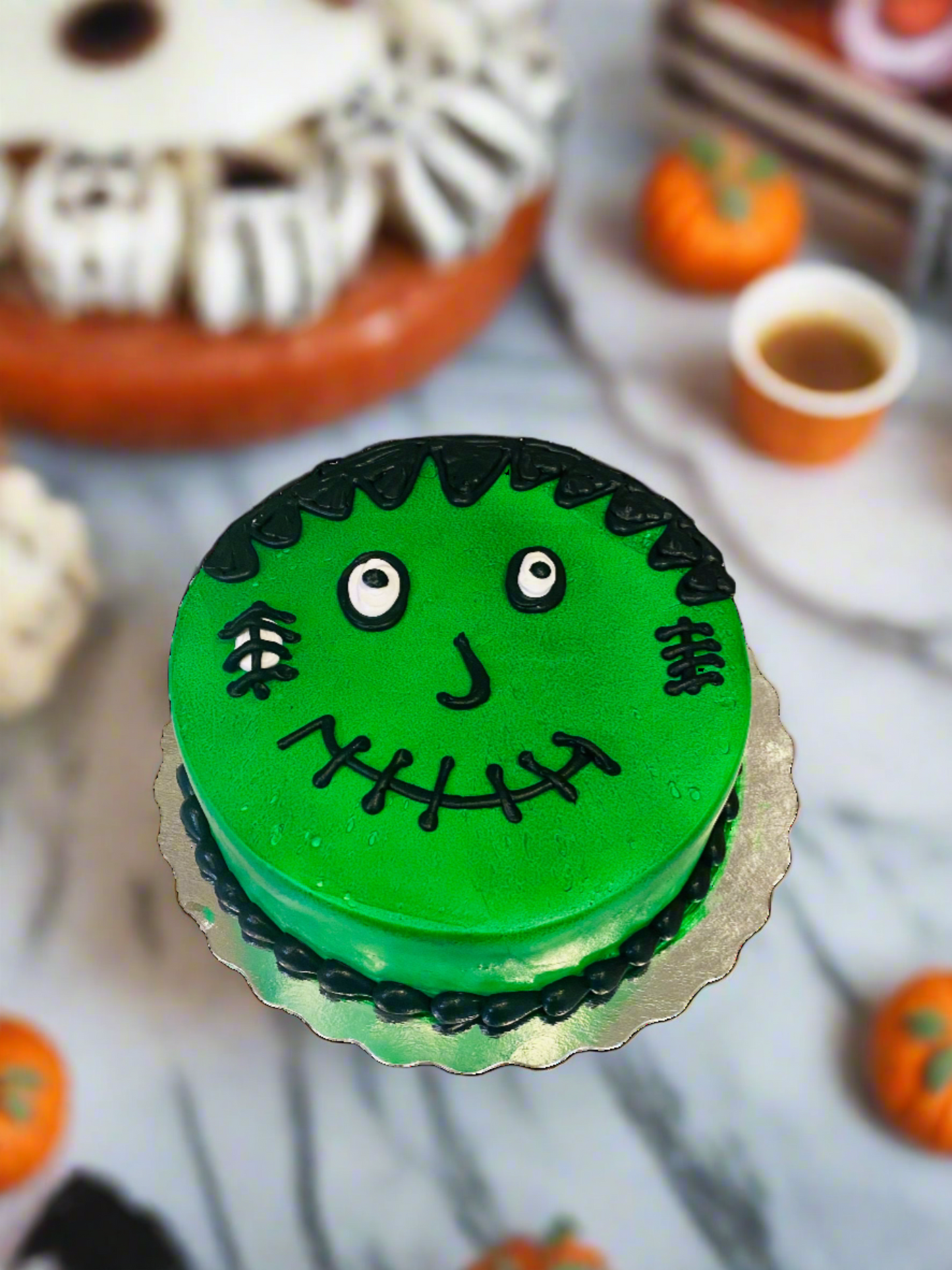 Green Halloween Monster Cake