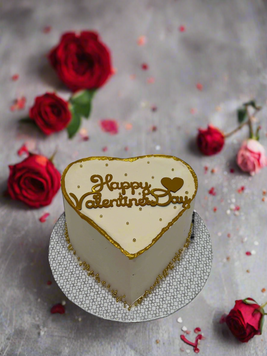 Gold and ivory valentine cake