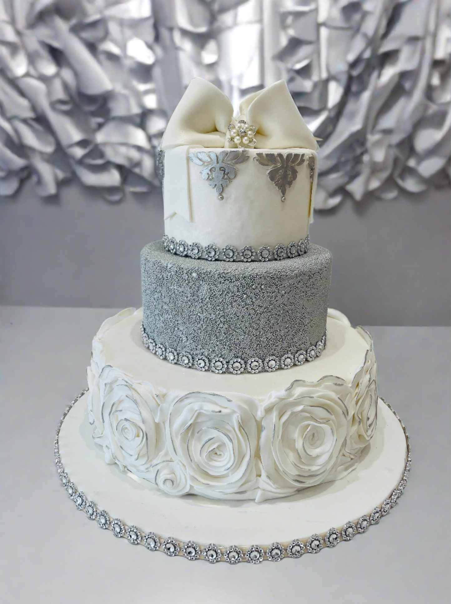 Silver Fondant Wedding Cake