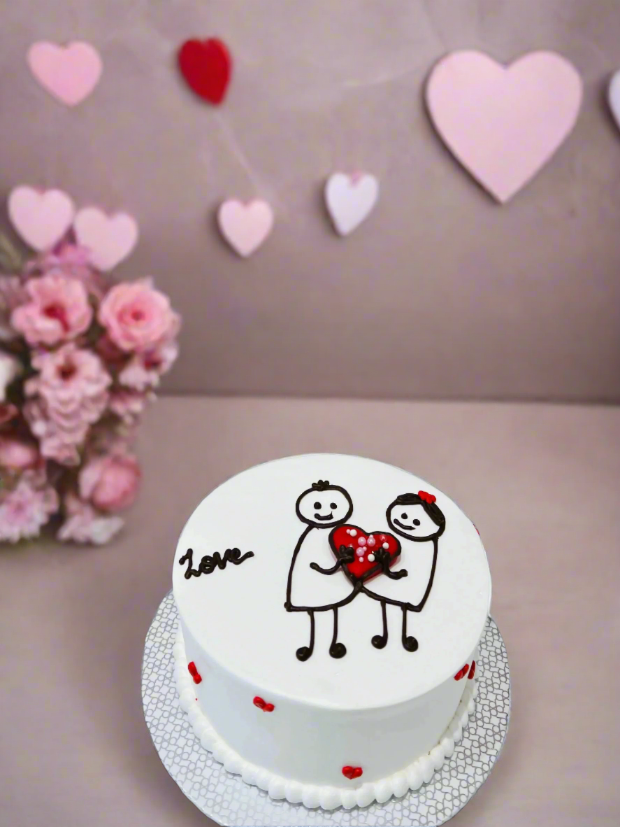 Couple Heart Cream Cake